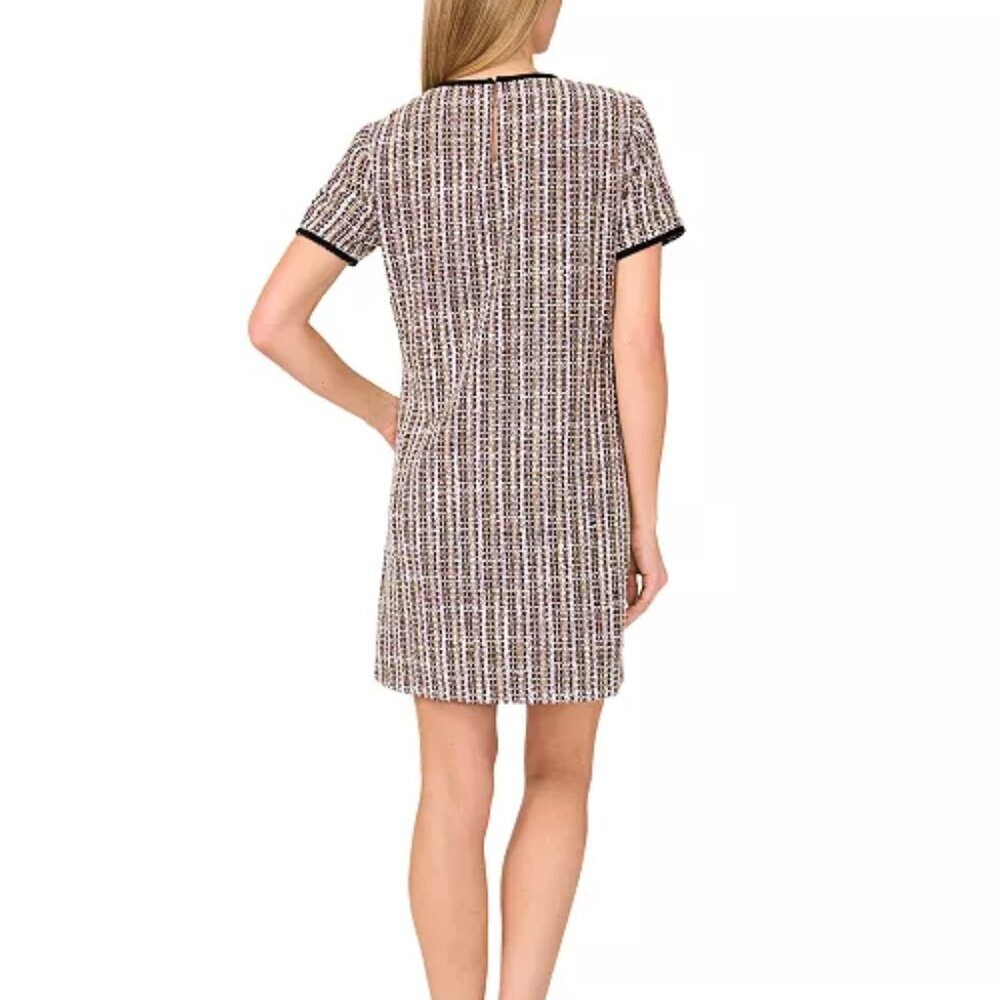 NWT CeCe Women's Contrast-Trim Tweed Short-Sleeve Dress - Sz 10 - MSRP $159 - Picture 3 of 5
